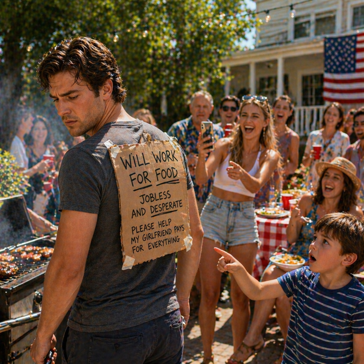 [FULL STORY] My Girlfriend Joked by Sticking a 'Will Work for Food' Sign on Me at a Family BBQ I Played Alon